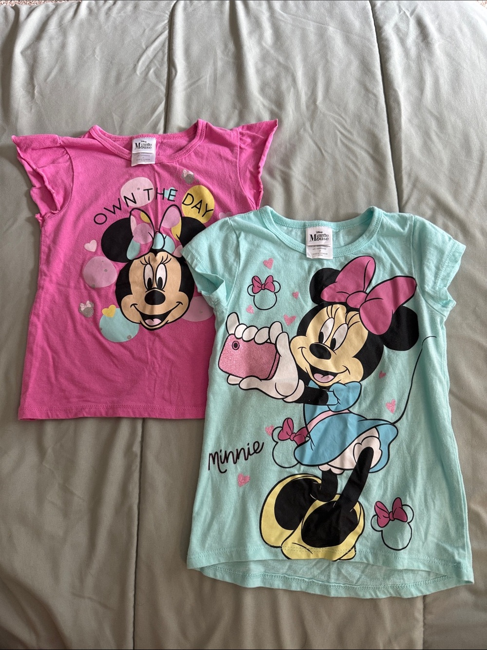 Disney Minnie Mouse Girls' Tees - Pink & Light Aqua